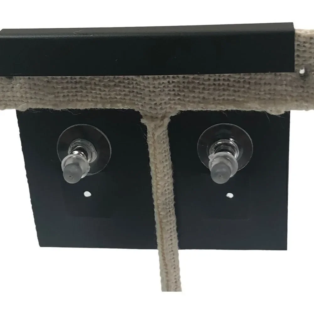 Silver Rhinestone Square Stud Earrings